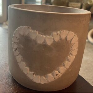 Heart Design Gray Concrete Planter 4 1/2 inches tall x 5 inches wide.